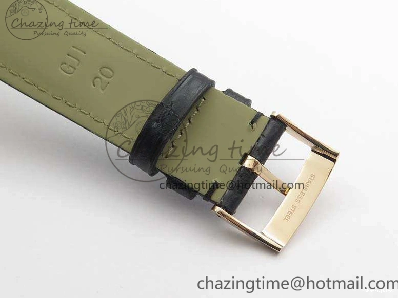 0509 Sophisticated Seamaster Edizione Venezia RG Best Edition Black Dial On Leather Strap A 8125